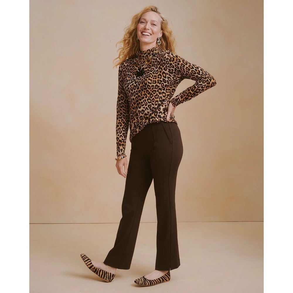 Chicos Pants Womens 12 Tall NWT Juliet So Slimming Straight Leg Brown Pull On